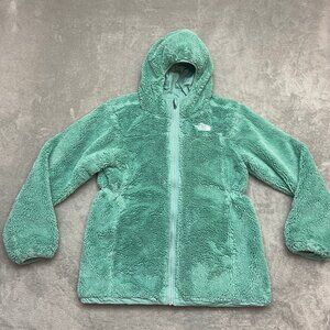 The North Face Jacket Mossbud Green Puffer Reversible Fleece Girls XXL 20